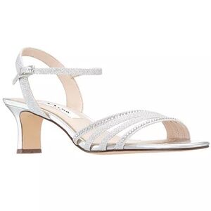 Nina Evening Silver Strappy Heels Womens sparkly 6.5